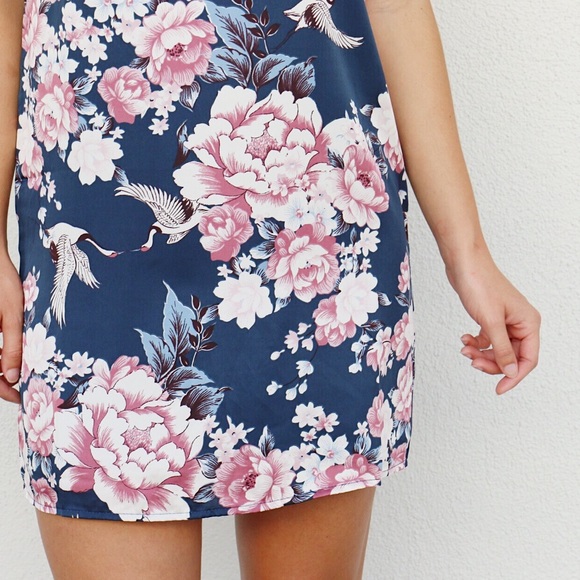 navy floral slip dress - Picture 4 of 6